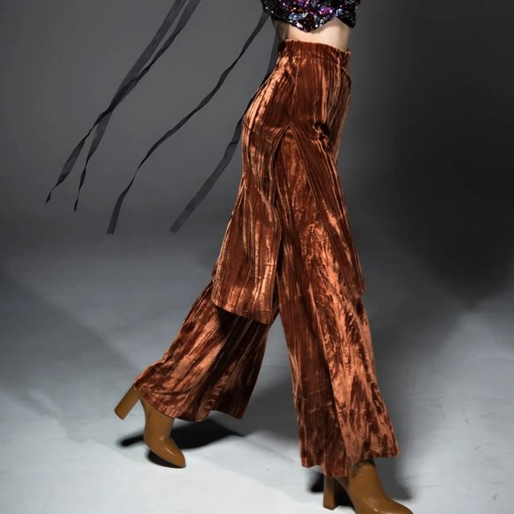 Zara Nwt Velvet High-Waist Skort Pants/Skirt - Picture 13 of 13